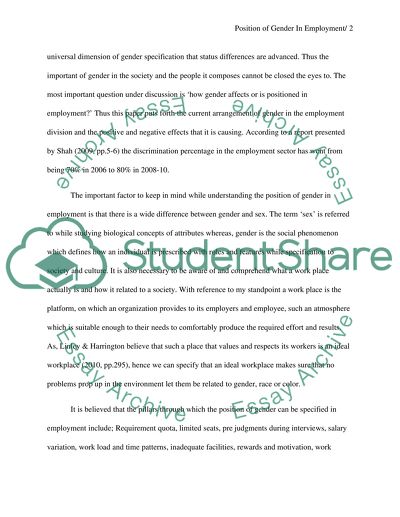 Position of Gender in Employment