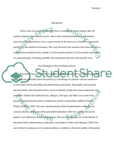 The Nurse Responsability in the Prevention of Medical Errors