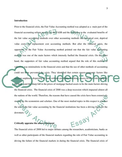 Financial Crises and Fair Value Accounting