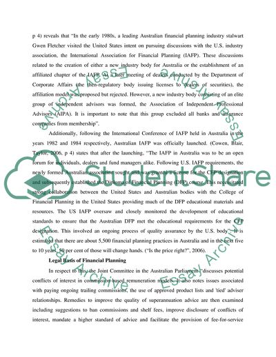 Activities of the Financial Planner