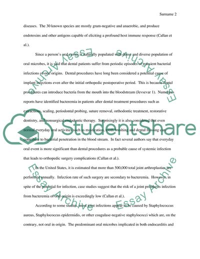 Oral Infections in Orthopedic Surgical Procedures