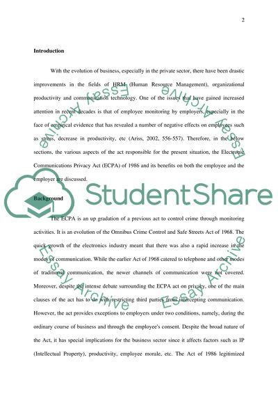 Electronic Communications Privacy Act: Advantages from an Employer and Employee Perspective