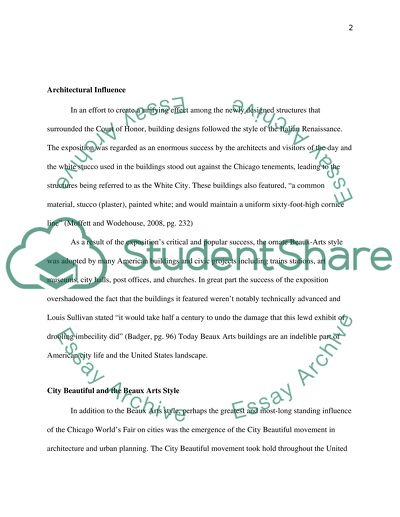 The Chicago Worlds Fair and the the impact on urban life and cities in America