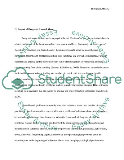 Drug and Alcohol Abuse Weakens Physical Health: Mental Health Problems