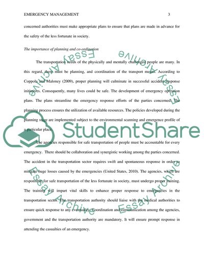Strategies in Emergency Preparedness for Transportation-Dependent Populations
