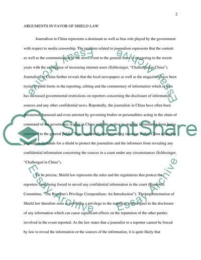 The need of Shield Law in China