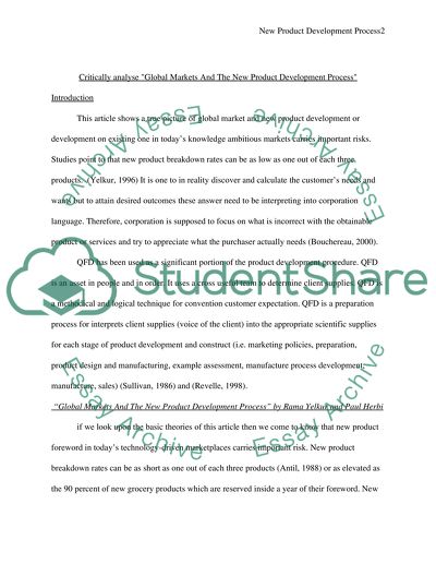 Global Markets and the New Product Development Process