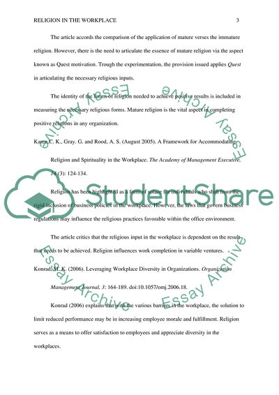 Religion in the Work Place