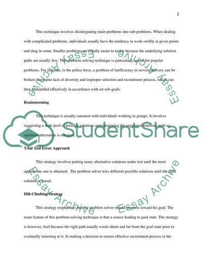 Problem Solving Strategies in Recruitment of Police