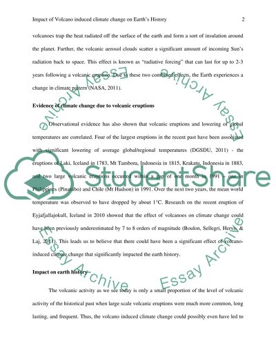 Discuss the impact of volcano-induced climate change in Earths history
