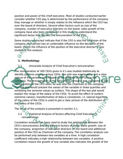 The Remuneration of the Chief Executive