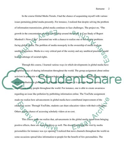Final Global Media writing task Final Exam 500 words