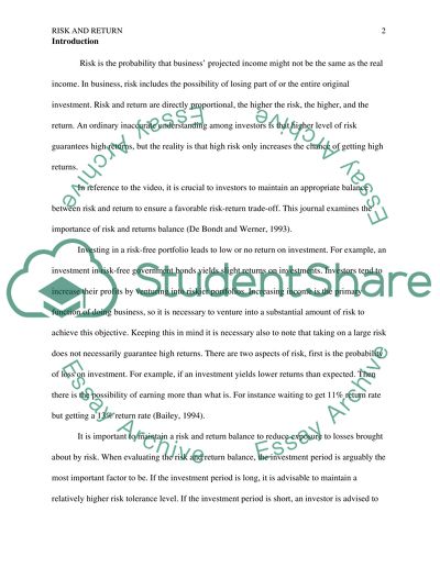 Risk and Return Journal