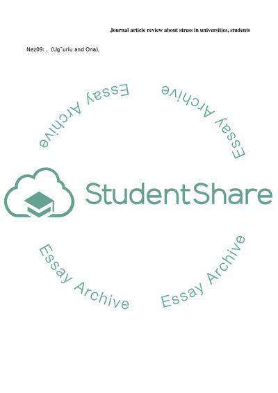 Journal Article Review About Stress In Universities, Students
