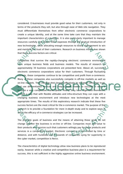 E-Commerce Market and the Critical Success Factors