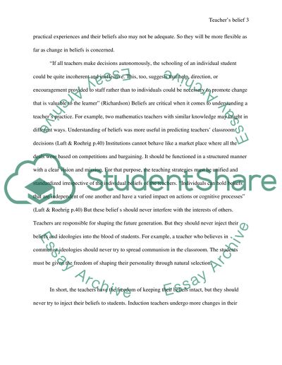 Changes in Beliefs of Teachers