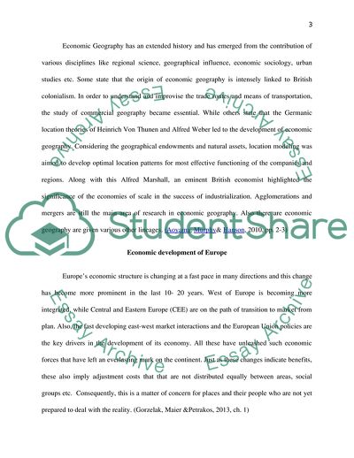 Economic Geography and Its Impact on the Regional Developments in Europe