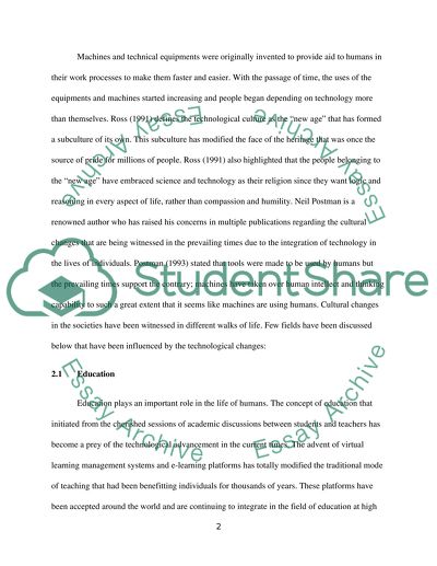 Technological Growth and Cultural Change