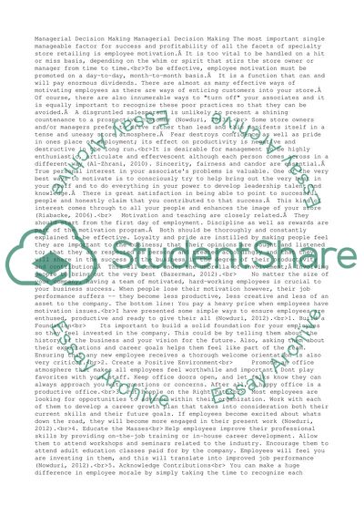 Managerial Decision Making