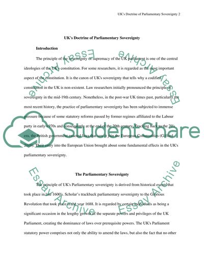 UKs Doctrine of Parliamentary Sovereignty
