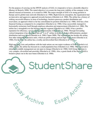 Strategic Management at Scandinavian Airline Systems in 1988
