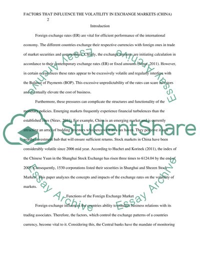 Factors that Influence the Volatility in Exchange Markets in China