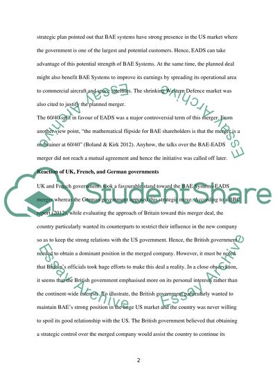 BAE Systems-EADS Merger Plan