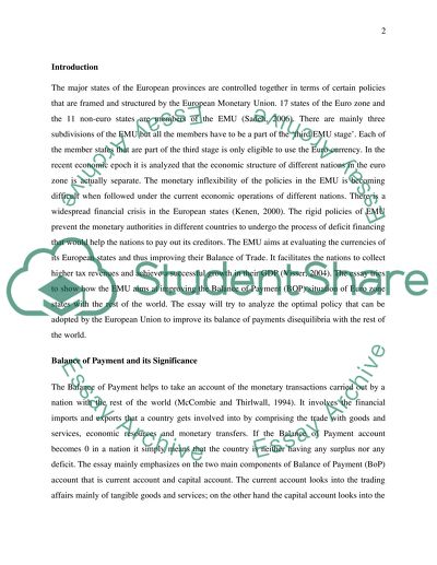 Global Balance of Payments of the European Union