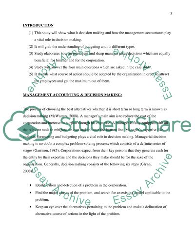 Management Accounting and Decision Making