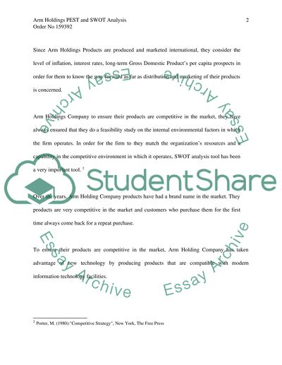 PEST analysis and a SWOT analysis for Arm Holdings