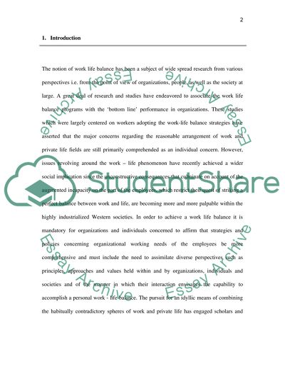 The Relationship between Work and Life Has Become a Key Feature of Much Current Government