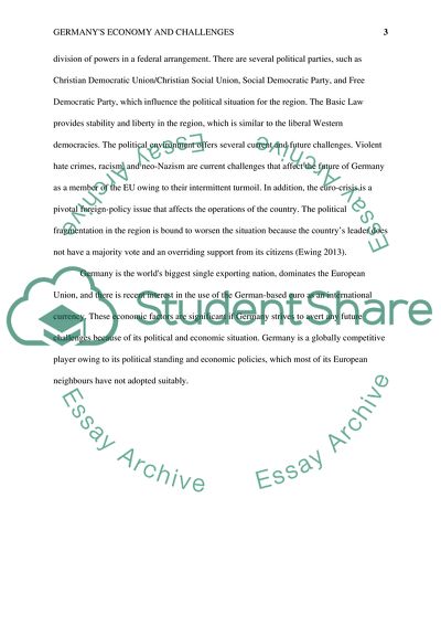 Germanys Economy and Challenges as a country and as a member of the EU