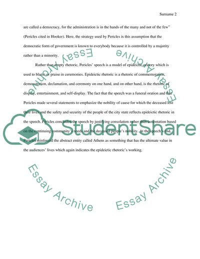 Rhetorical Analysis of a Funeral Oration