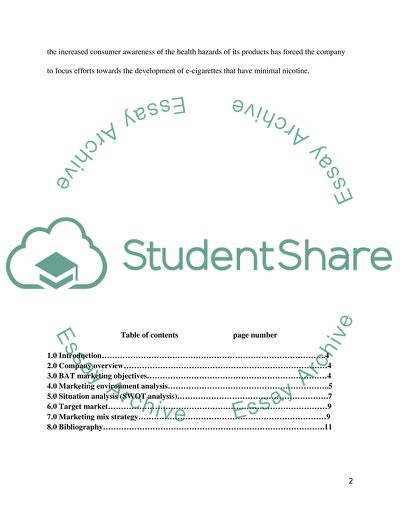 Marketing Plan for British American Tobacco Company (BAT)