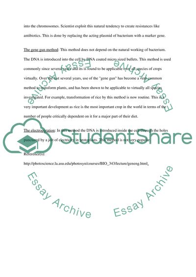 Research/Source analysis task on Genetically Modified Organisms (GMOs) in Agriculture