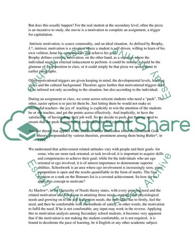 Major Motivational Theories and Their Relevance to the Teaching of English in the Secondary School