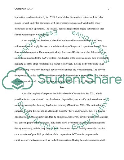 Company Law: Fraudulent Phoenix Activity