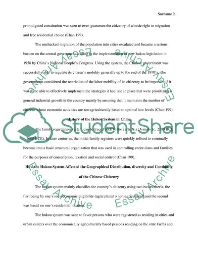 The Chinese Hukou System