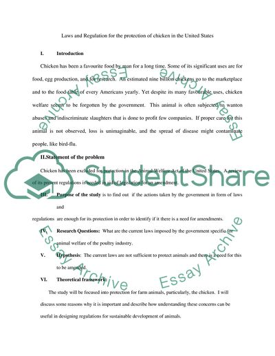Laws and Regulation for The Protection of Chicken in the United States
