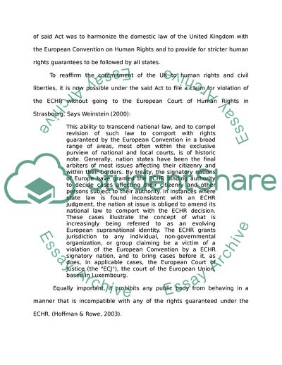 The Human Rights Act 1998 and Immigration Control