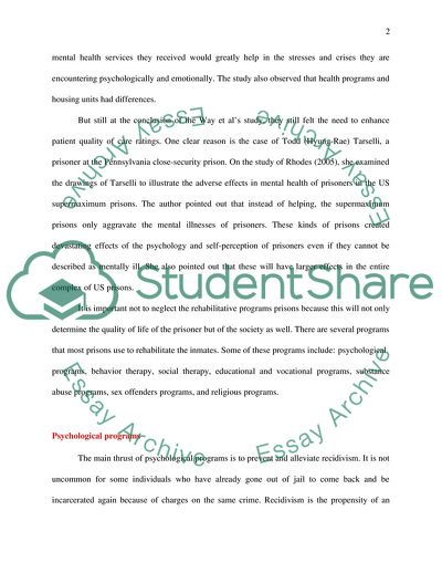 Rehabilitative Programs in Prisons