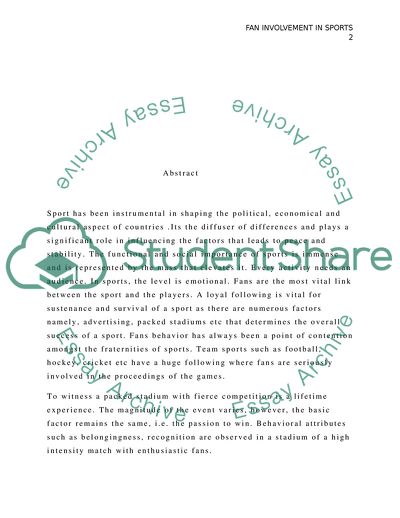 Fan Involvement in Sports