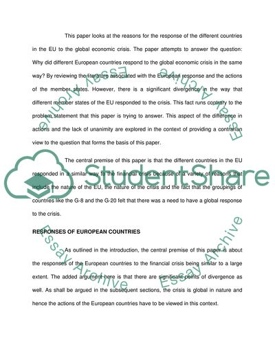 Responses of European Countries to the Global Financial Crisis