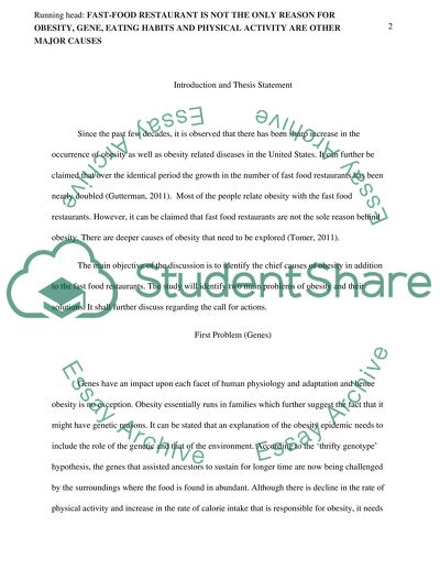 Fast-food Restaurant and Reasons for Obesity