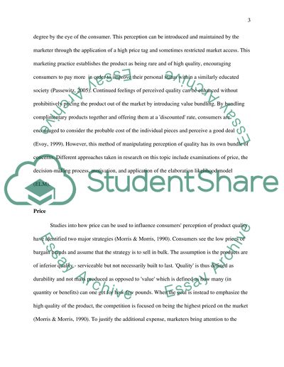 Factors that Alter the Perceived Quality of Products