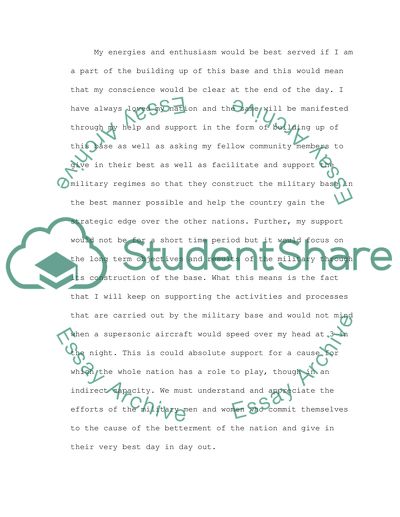 Help And Facilitation For The Building Of Military Base