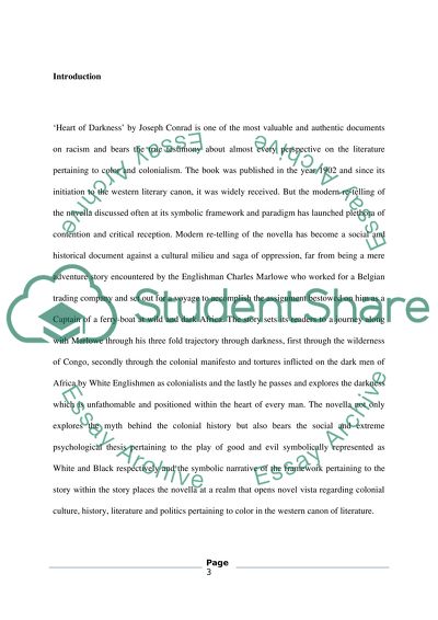 Interpretative 4pg w/ outline and Works cited pg on Joseph Conrads HEART OF DARKNESS