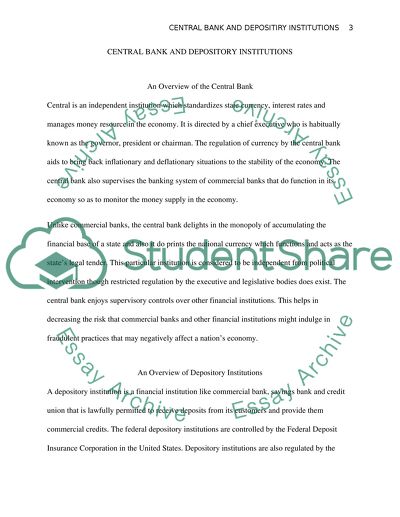 Central Bank and Depository Institutions