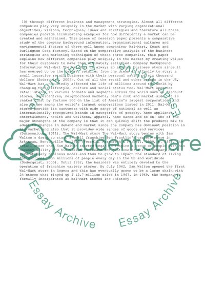 Comparative Analysis of Wal-Mart, Kmart, and Burlington