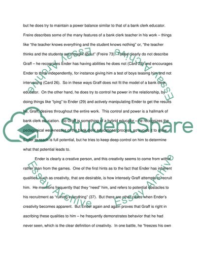 Compare Freires Education Thoughts to Enders Game